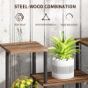Outsunny 4 Tiered Plant Stand, Metal Planter Shelf Display Rack for Multiple Plants, Flower Pot Holder for Living Room, Patio, Balcony, Garden, Carbonised Finish