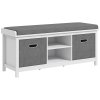 HOMCOM Shoe Bench with Seat, Shoe Storage Bench with Cushion, 2 Drawers and Adjustable Shelf for Entryway, Hallway, Living Room, Bedroom, White