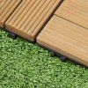Outsunny 27 Pcs Wooden Interlocking Decking Tiles, Outdoor Flooring Tiles for Patio, Balcony, Terrace, Hot Tub, 30 x 30 cm per Piece, 2.5m² per Pack, Brown