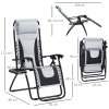 Outsunny Zero Gravity Lounger Chair Set of 2, Folding Reclining Patio Chair with Padded Seat, Cup Holder, Soft Cushion and Headrest for Poolside, Camping, Grey