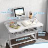 AIYAPLAY Kids Desk and Chair Set, Height Adjustable School Study Table Chair Set with Tilted Desktop, Storage Drawer, Book Stand, for Writing Reading, kids Aged 3-12 Years, Grey