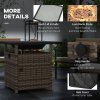 Outsunny Outdoor Rattan Gas Fire Pit Table, 50,000 BTU Square Garden Table with Fire Pit, Rain Cover, Wind Guard, Pulse-Ignition and Volcanic Rock, 72.5 x 72.5 x 67.5 cm, Mixed Brown