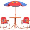 Outsunny Kids Bistro Set Children Table and Chair Set Garden Furniture Cowboy Themed 4 Pieces w/ Adjustable Parasol, Foldable Chairs for 2-5 Years - Blue and Red
