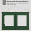 Outsunny Gazebo Side Panels with Zipped Doors and Windows, for 3x3(m) or 3x6m Pop Up Gazebo, 2 Pack Sides Replacement, Green