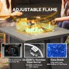 Outsunny Propane Gas Fire Pit Table for Garden, 40000 BTU Smokeless Firepit Outdoor Heater with Waterproof Cover, Glass Screen, Glass Beads and Lid, Wood Effect, 71 x 71 x 62.5cm, Dark Grey