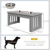 PawHut Raised Dog Bowl Feeding Bowls with Stand for Medium Dogs Elevated Pet Bowls Water Food Feeder 58L x 31W x 25H cm - Grey