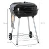 Outsunny Portable BBQ Charcoal Grill with 2 Wheels and Cooking Utensils, Smoker Grill with Lid for Outdoor Barbecues, Camping, Picnic, Courtyard