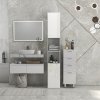 kleankin High Gloss Slim Bathroom Cabinet, Free Standing Bathroom Storage Cabinet with 2 Open Shelves, 2 Door Cupboards and Adjustable Shelves, White