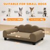 PawHut Dog Sofa Bed, Elevated Cat Sofa with Backrest and Armrest, Breathable Pet Lounge for Indoor Small Dogs, Brown