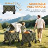 Outsunny Folding Garden Trolley, Cargo Traile on Wheels, Collapsible Camping Trolley, Outdoor Utility Wagon with Steel Frame and Oxford Fabric, Green
