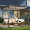 Outsunny 2.8 x 3(m) Metal Outdoor Pergola with Retractable Roof, Outdoor Gazebo Canopy Shelter with Grommet Holes for Garden, Patio, Lawn, Beige