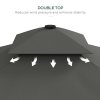 Outsunny 2.5m Cantilever Parasol with Easy Lever, Square Double Top Garden Parasol Umbrella with Ruffles and Cross Base, Overhanging Outdoor Sun Shades, Dark Grey