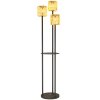 Outsunny Boho Rattan Floor Lamp, 3-Lights Rattan Lamp with Shelf, Freestanding Solar Garden Light with Auto On/Off Lights, IP44 Waterproof for Porch, Pathway, Deck, Yellow
