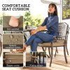 Outsunny 5 Pieces Cast Aluminium Garden Dining Set, 4 Seater Garden Table and Chairs with Parasol Hole, Outdoor Garden Furniture Set with Cushions for Patio, Bronze Tone