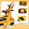 HOMCOM Ride On Tractor, 2 in 1 Kids Ride On Digger Pull Cart with Bucket, Under Seat Storage, Horn, High Backrest, Ride On Toy for 1.5-4 Years, Yellow