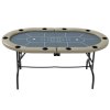 SPORTNOW 10 Player Folding Poker Table, Oval Portable Blackjack Casino Table with Cup Holders, Cushioning Edge, Brown and Blue