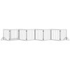PawHut Freestanding Pet Gate, 8 Panels Dog Playpen, Foldable Dog Barrier with 2 Pcs Support Feet, for House, Doorway, Stairs, Small and Medium Dogs - White