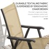 Outsunny Set of 4 Folding Garden Chairs, Metal Frame Garden Chairs Outdoor Patio Park Dining Seat with Breathable Mesh Seat, Light Brown