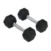 HOMCOM Rubber Dumbbell Sports Hex Weights Sets Home Gym Fitness Hexagonal Dumbbells Kit Weight Lifting Exercise (2 x 5kg)