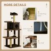 PawHut 136cm Cat Tree for Indoor Cats, Cat Tower with Scratching Posts, Hammock, Toy Ball, Cat House, Platforms - Brown