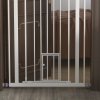PawHut Extra Tall Dog Gate with Cat Flap, Pet Safety Gate for Doorways Stairs with Auto Close Double Locking, 104 cm Tall 74-80 cm Wide, White