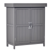 Outsunny Small Shed, Wooden Garden Shed with Openable Hinged Roof and Removable Shelf, Outdoor Tool Storage Cabinet Chest with Double Doors, 74 x 43 x 88 cm, Grey