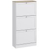 HOMCOM Shoe Cabinet with 3 Flip Drawers, Narrow Shoe Storage Cabinet for 18 Pairs, Freestanding Slim Shoe Rack for Entryway, Hallway