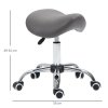 HOMCOM Cosmetic Stool 360?? Rotate Height Adjustable Salon Massage Spa Chair Hydraulic Rolling Faux Leather Saddle Stool Mobility, Grey