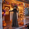 HOMCOM 180cm Life Size Animated Witch Halloween Decorations Outdoor Indoor, Scary Halloween Animatronics Decor with Sound Touch Activated, Animated Prop with Light Up Eyes for House Garden