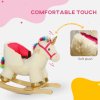 AIYAPLAY Rocking Horse, Unicorn Rocking Horse with Realistic Sounds, Safety Belt, Wooden Base, Plush Ride on Unicorn, for Ages 18-36 Months, Cream White
