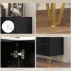 HOMCOM Storage Cabinet with High Gloss, Freestanding Sideboard with Adjustable Shelves, Soft-Close Doors and Gold Tone Hairpin Legs for Living Room, Dining Room, Hallway, Black