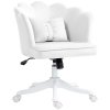 HOMCOM Computer Desk Chair, Armless Makeup Vanity Chair with Shell Back, Bow Pillow, Height Adjustable, Swivel Wheels for Home, Bedroom, White