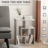 HOMCOM Side Table, 3 Tier End Table with Open Storage Shelves for Living Room, Bedroom