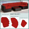 Outsunny Replacement Cushion Covers for Garden Sofa Set, Garden Rattan Sofa Cushion Polyester Cover Replacement Outdoor - No Cushion Included, Red
