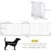 PawHut Pet Safety Gate, 5 Panels Playpen Fireplace, Metal Fence, Stair Barrier, Room Divider w/ Walk-Through Door - White