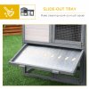 PawHut Wooden Rabbit Hutch Outdoor, Double Tier Guinea Pig Hutch, Small Animal House Water-Resistant Roof Ramp 147 x 54 x 84 cm, Grey