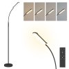 HOMCOM LED Floor Lamp, Standing Lamp with Remote & Touch Control, Stepless Dimmable Colours Temperature & Brightness, 360° Adjustable Gooseneck, 1 Hour Timer, Memory Function for Living Room, Black