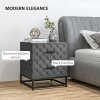 HOMCOM Bedside Tables Set of 2, Modern Bedside Table Nightstand with 2 Drawers, Bedside Cabinet Sofa Side Table with Storage, Steel Legs for Bedroom, Living Room, Grey