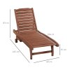 Outsunny Garden Patio Sun Lounger, Outdoor Wooden Sun Bed with Built-In Table, Reclining Backrest and Rolling Wheels for Sunbathing, Red Brown