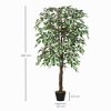 Outsunny 160cm/5.2FT Artificial Ficus Silk Tree with Nursery Pot, Decorative Fake Plant, for Indoor Outdoor D??cor