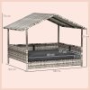 PawHut Wicker Dog Bed, Elevated Rattan Dog House with Removable Cushion and Canopy, for Small and Medium Dogs, 98 x 69 x 70cm - Dark Grey