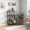 HOMCOM 4-Tier Bookshelf, Industrial Bookcase with Metal Frame, Storage Shelving Unit, Freestanding Shelves for Home Office, Study, Living Room, Bedroom, Rustic Brown