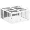 PawHut 48 Inch Rabbit Hutch Rabbit Run Small Animal Guinea Pig House Bunny Cage Hideaway Outdoor with Openable Roof Grey