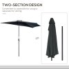 Outsunny 3(m) Half Parasol, Semi Round Umbrella with Metal Frame, Crank Handle for Balcony, Garden, Black