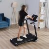 HOMCOM 500W Motorised Treadmill 1-12km/h Folding Frame w/ Wheels 12 Preset Programs LCD Screen Running Machine Safety Button Home Gym Office Fitness Exercise