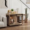 PawHut Dog Crate Furniture, Dog Cage End Table with Sliding Door, Pet Kennel for Medium Breeds, 80 x 58.5 x 63cm, Walnut Brown