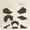 AIYAPLAY Kids Soft Play Set, 7 Piece Foam Climbing Blocks with Detachable Cover, Baby Indoor Climb and Crawl Foam Play Set for Toddlers, Preschoolers, Brown
