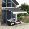 Outsunny 3 x 2.5m Electric or Manual Retractable Awning, Half Cassette, with Remote Controller, Manual Crank Handle and Aluminium Frame, Sun Canopies for Patio Deck Door Window, Grey