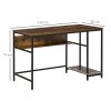 HOMCOM Computer Desk with Storage, 120 x 60cm Home Office Desk with 2 Shelves and Steel Frame, Writing Table for Living Room, Study