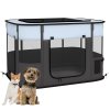 PawHut Dog Pen, Pet Playpen, Portable Foldable Dog Cat Playpen Soft Pet Cage with Storage Bag for Puppies, Rabbits, Kittens, Guinea Pigs, 94 x 74 x 60cm - Grey